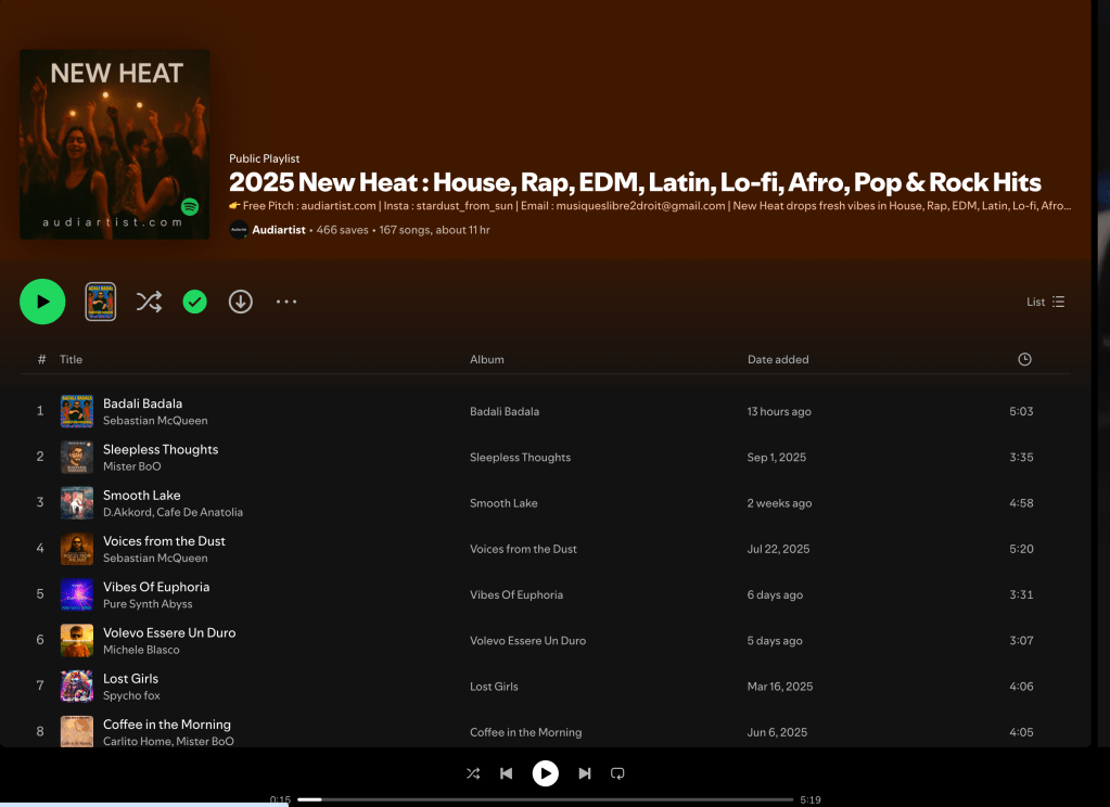 Wez G (Move To The Dancefloor) on 2025 New Heat Spotify&nbsp;Playlist