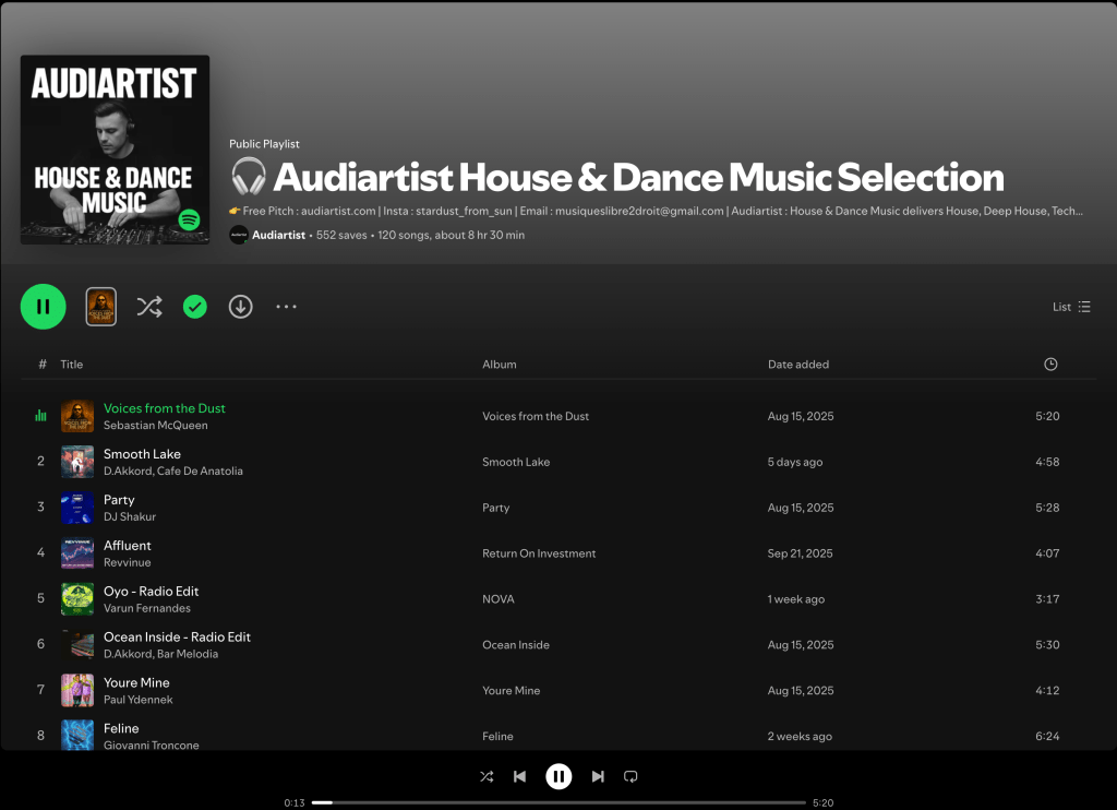 Wez G (Move To The Dancefloor) on Audiartist House & Dance Music Selection Spotify&nbsp;Playlist