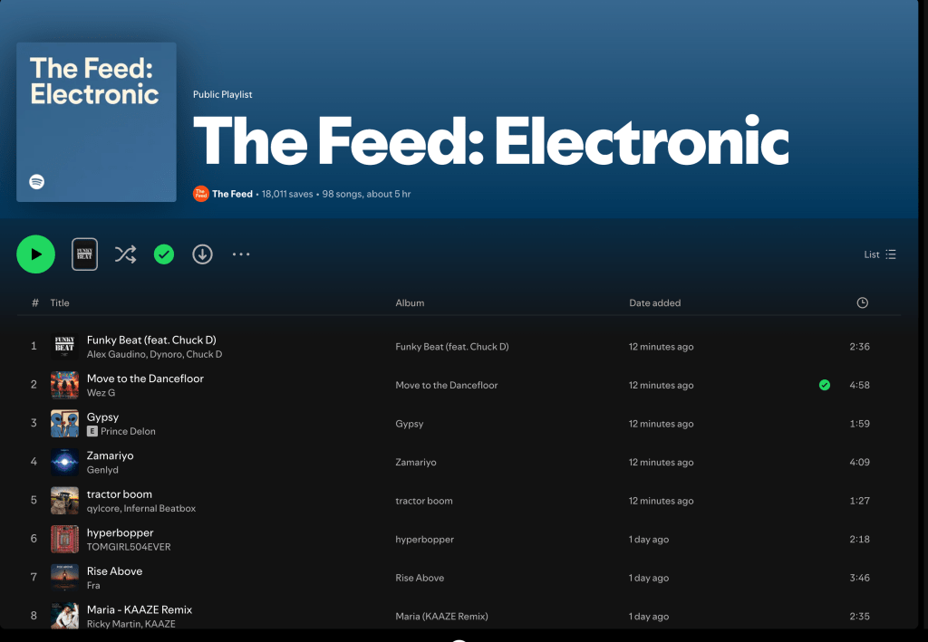 Wez G (Move To The Dancefloor) on The Feed: Electronic Spotify&nbsp;Playlist