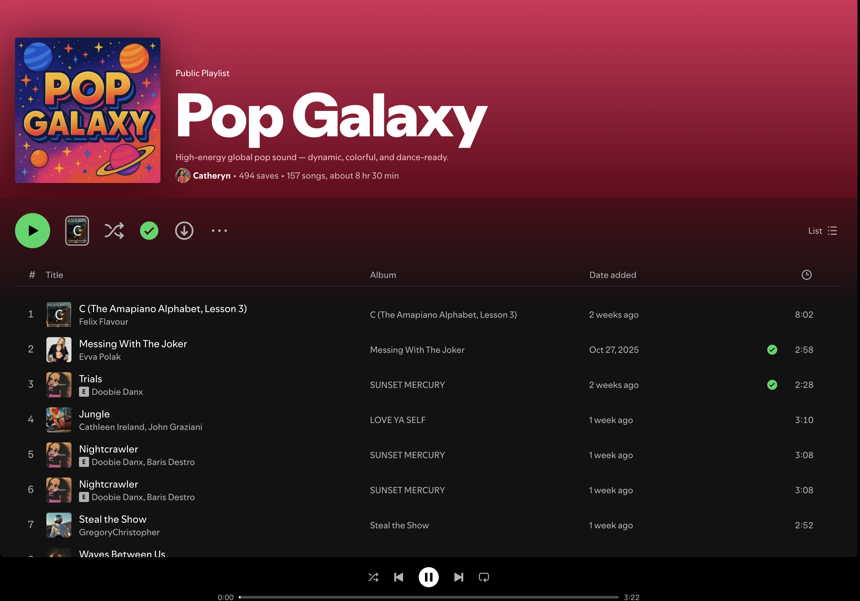 Wez G (I Can Feel Your Love) on Pop Galaxy Spotify Playlist