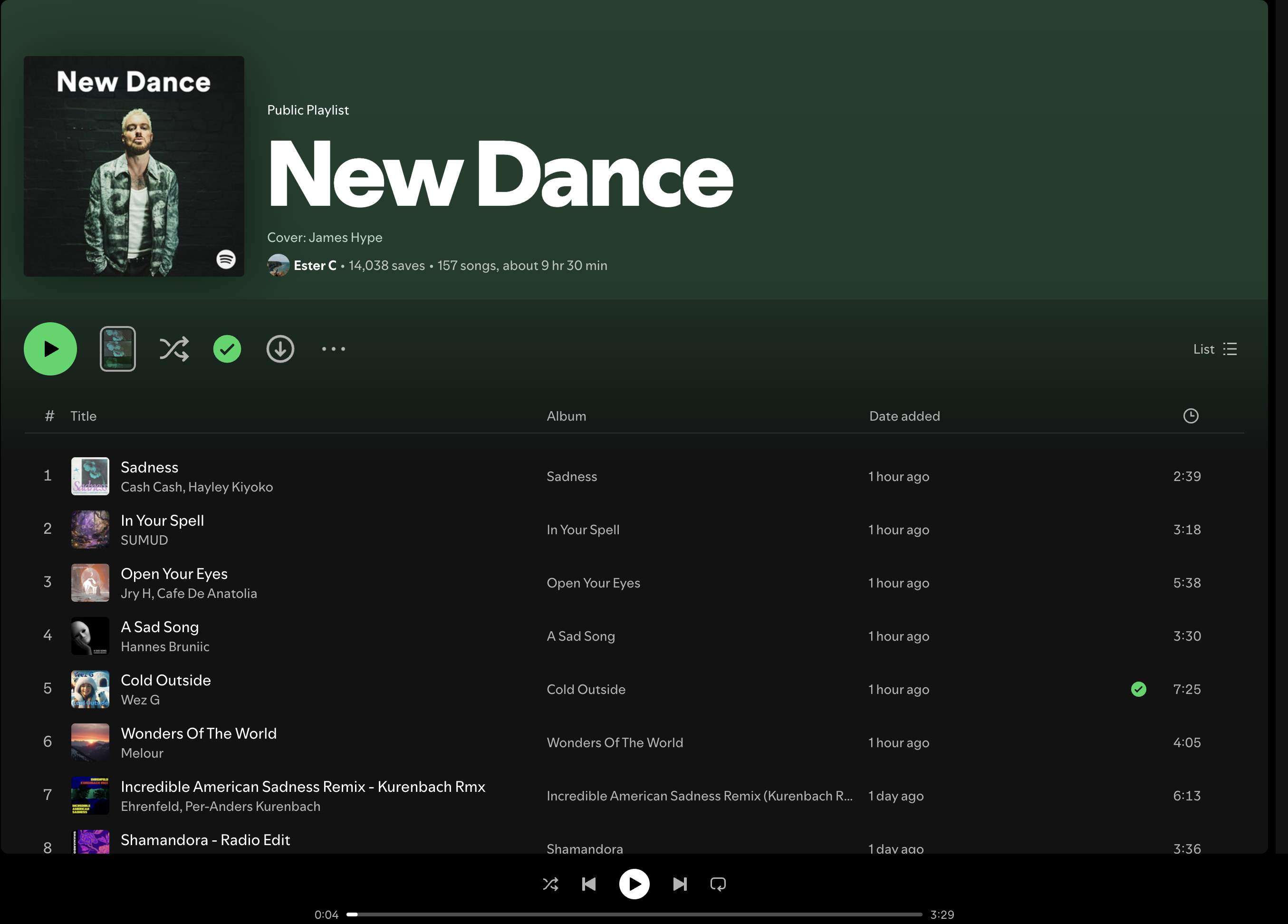 Wez G (Cold Outside) on New Dance Spotify Playlist