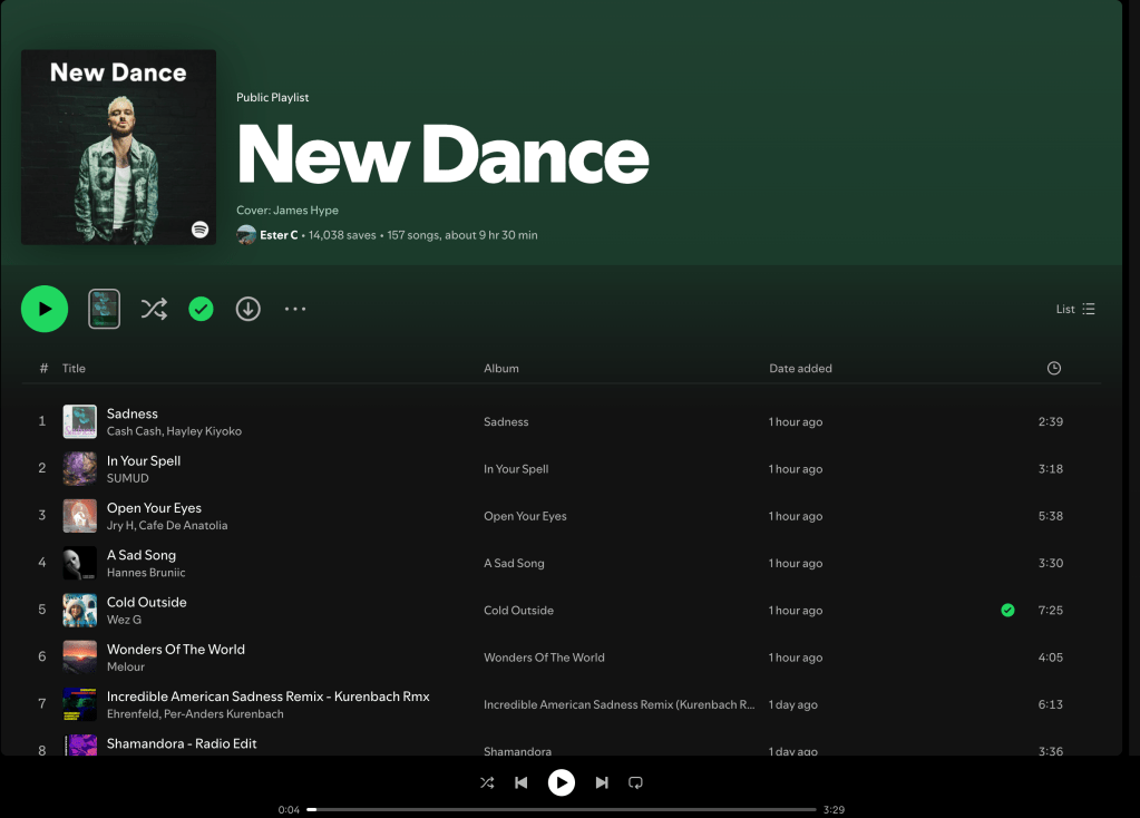 Wez G (Cold Outside) on New Dance Spotify&nbsp;Playlist
