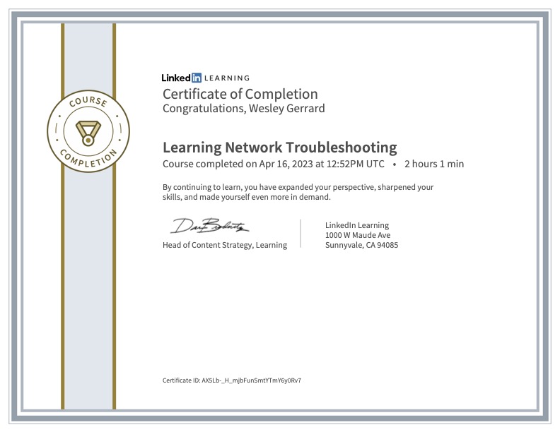 Learning Network Troubleshooting
