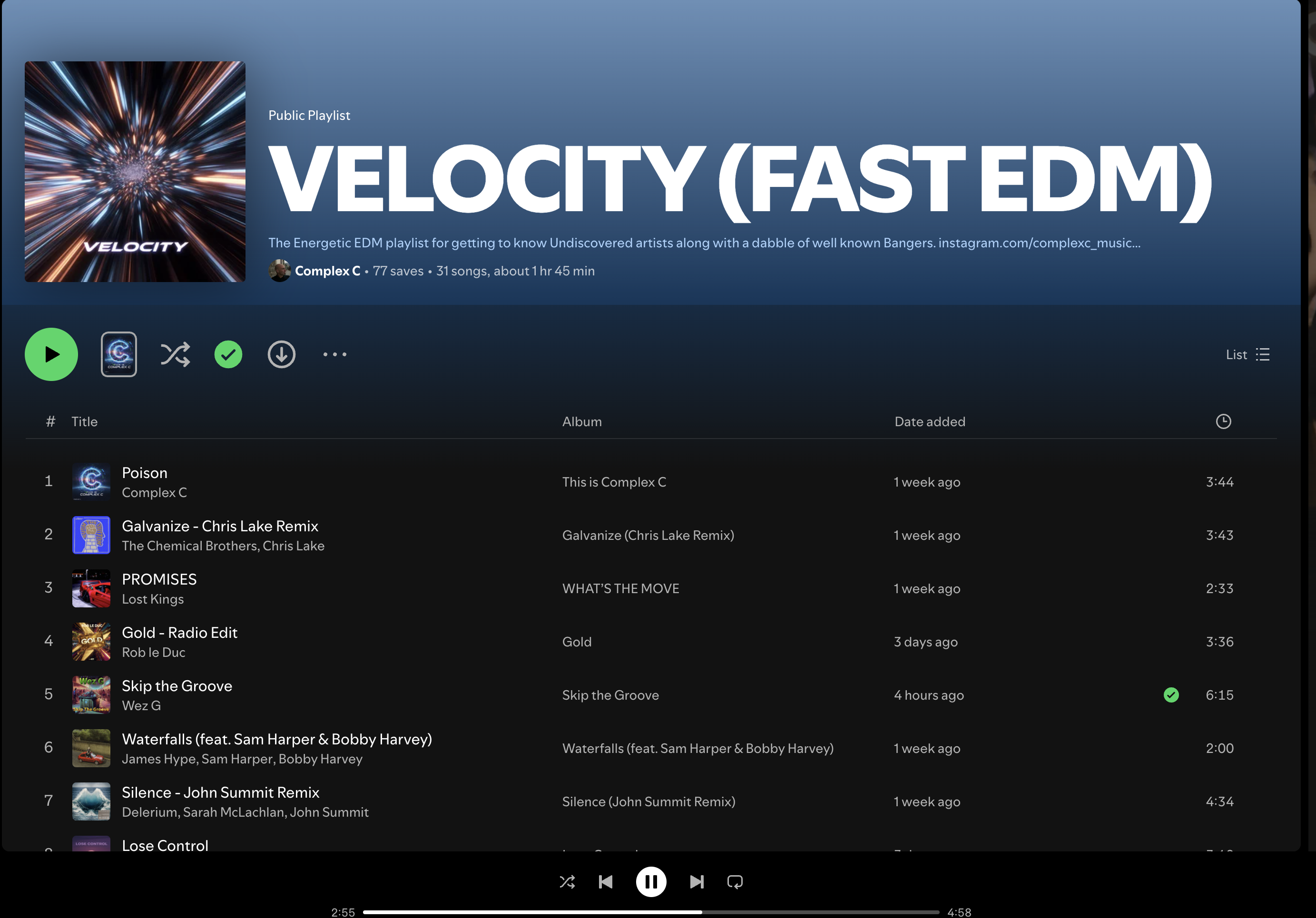 Wez G (Skip The Groove) on Velocity (Fast EDM) Spotify Playlist