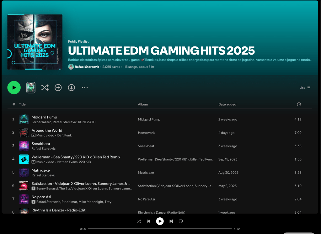 Wez G (Aliens) on Ultimate EDM Gaming Hits 2025 Spotify&nbsp;Playlist