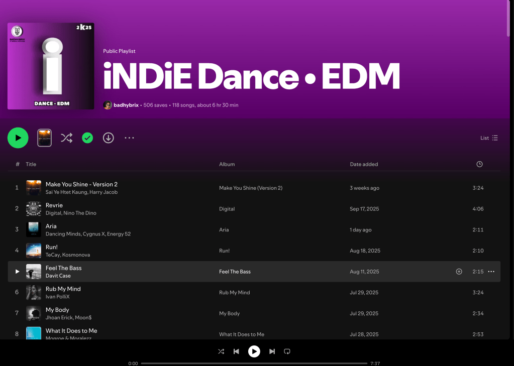 Wez G (Holiday) on iNDiE Dance EDM Spotify&nbsp;Playlist