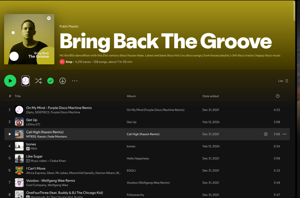 Wez G (Holiday) on Bring Back The Groove Spotify&nbsp;Playlist