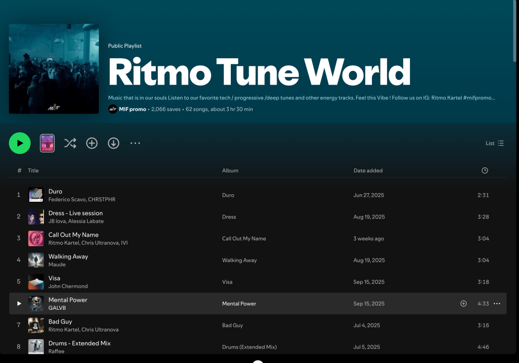Wez G (Move To The Dancefloor) on Ritmo Tune World Spotify&nbsp;Playlist