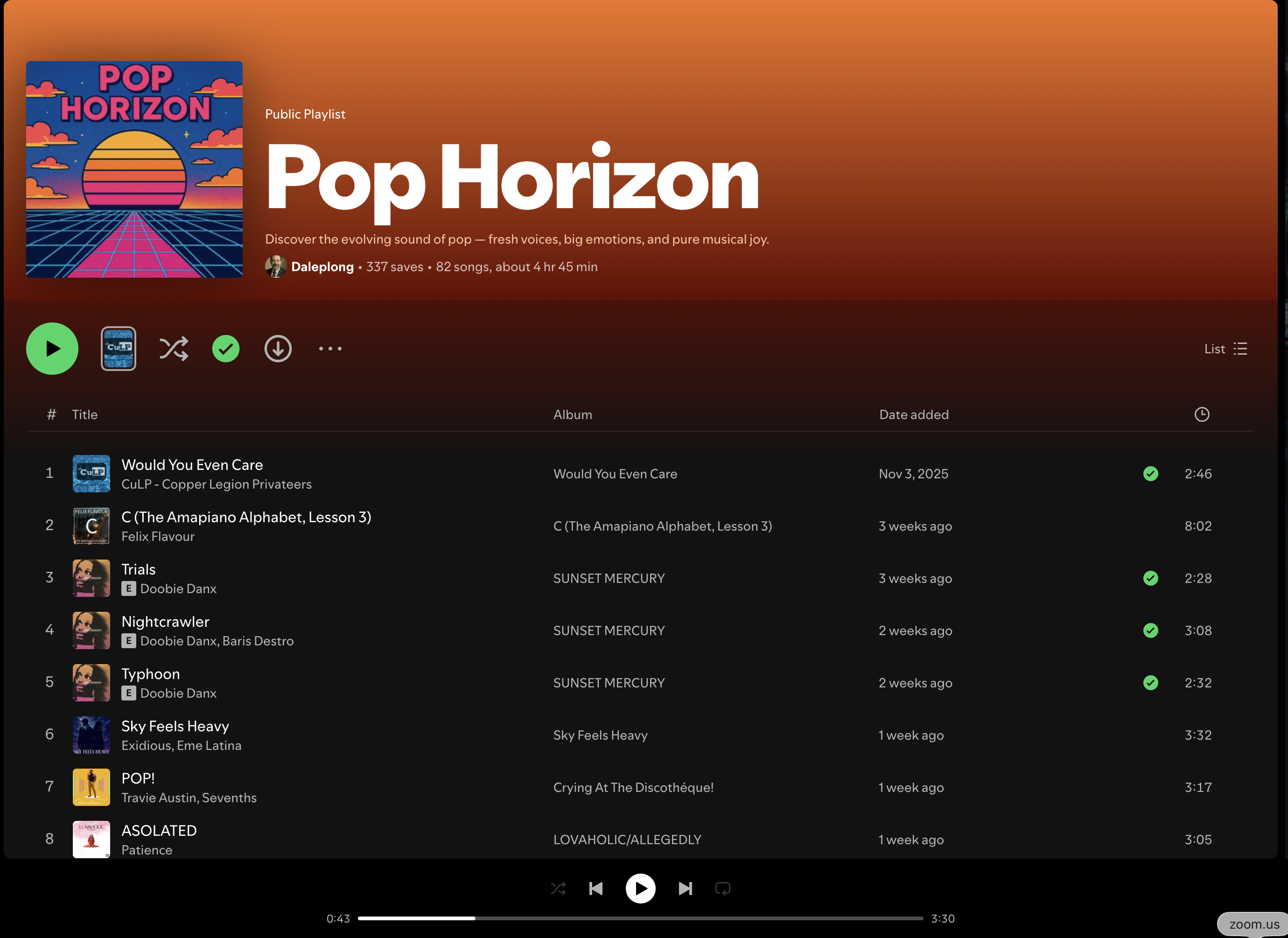 Wez G (I Can Feel Your Love) on Pop Horizon Spotify Playlist