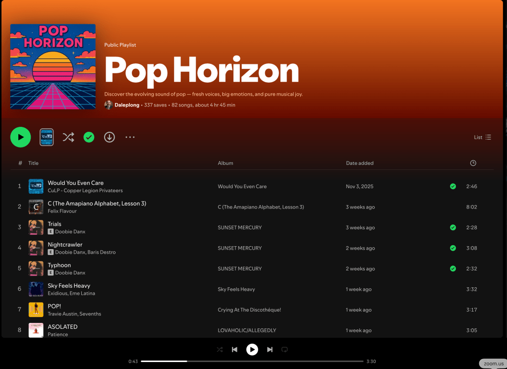 Wez G (I Can Feel Your Love) on Pop Horizon Spotify&nbsp;Playlist