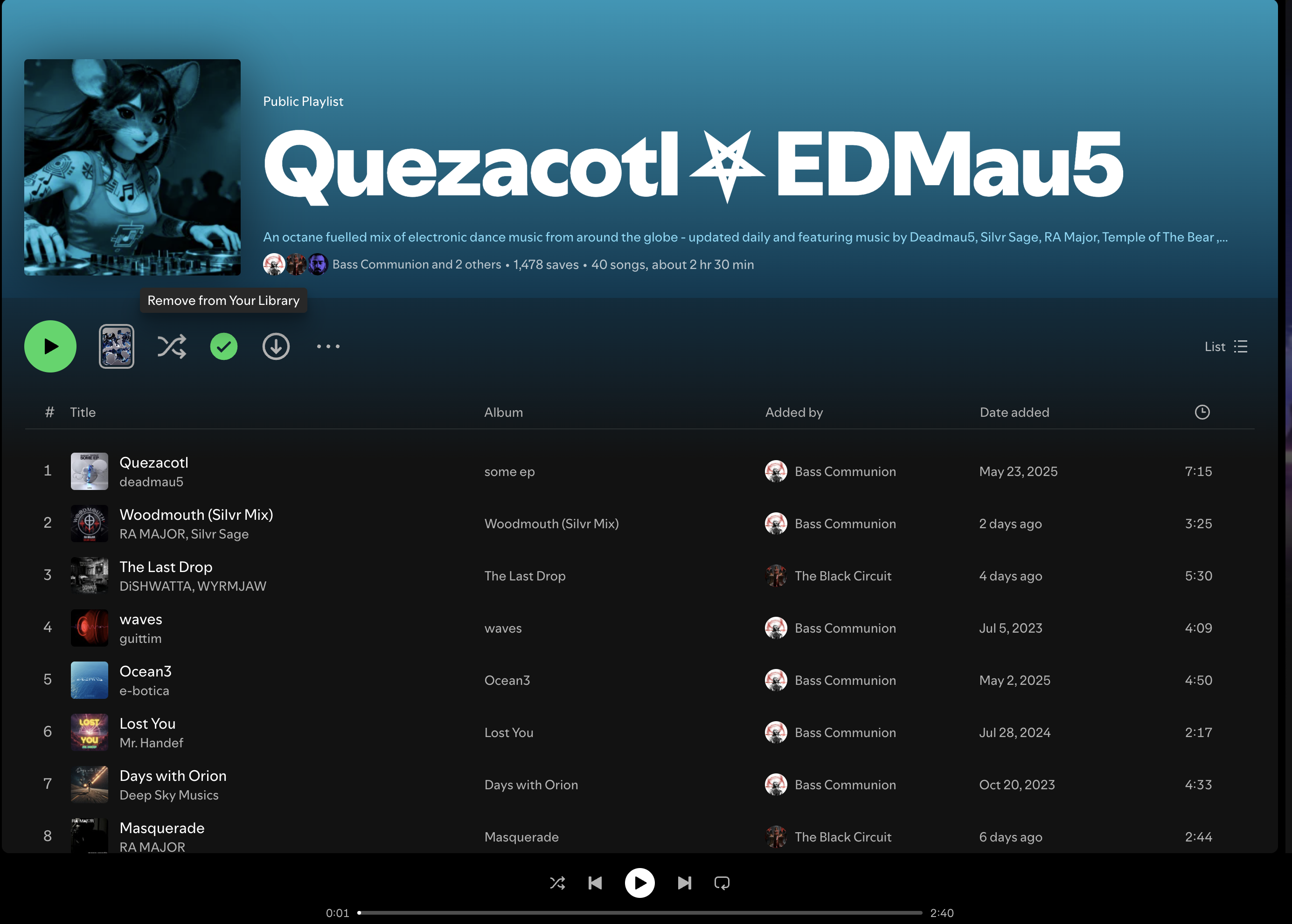 Wez G (Move To The Dancefloor) on Quezacotl EDMau5 Spotify Playlist