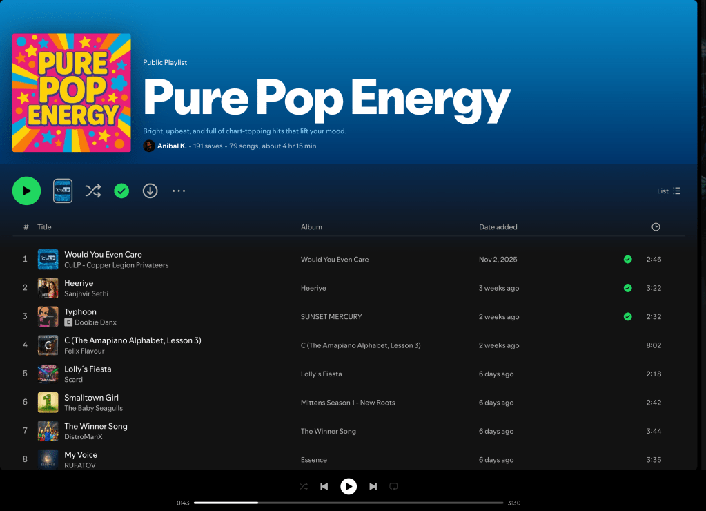 Wez G (I Can Feel Your Love) on Pure Pop Energy Spotify&nbsp;Playlist