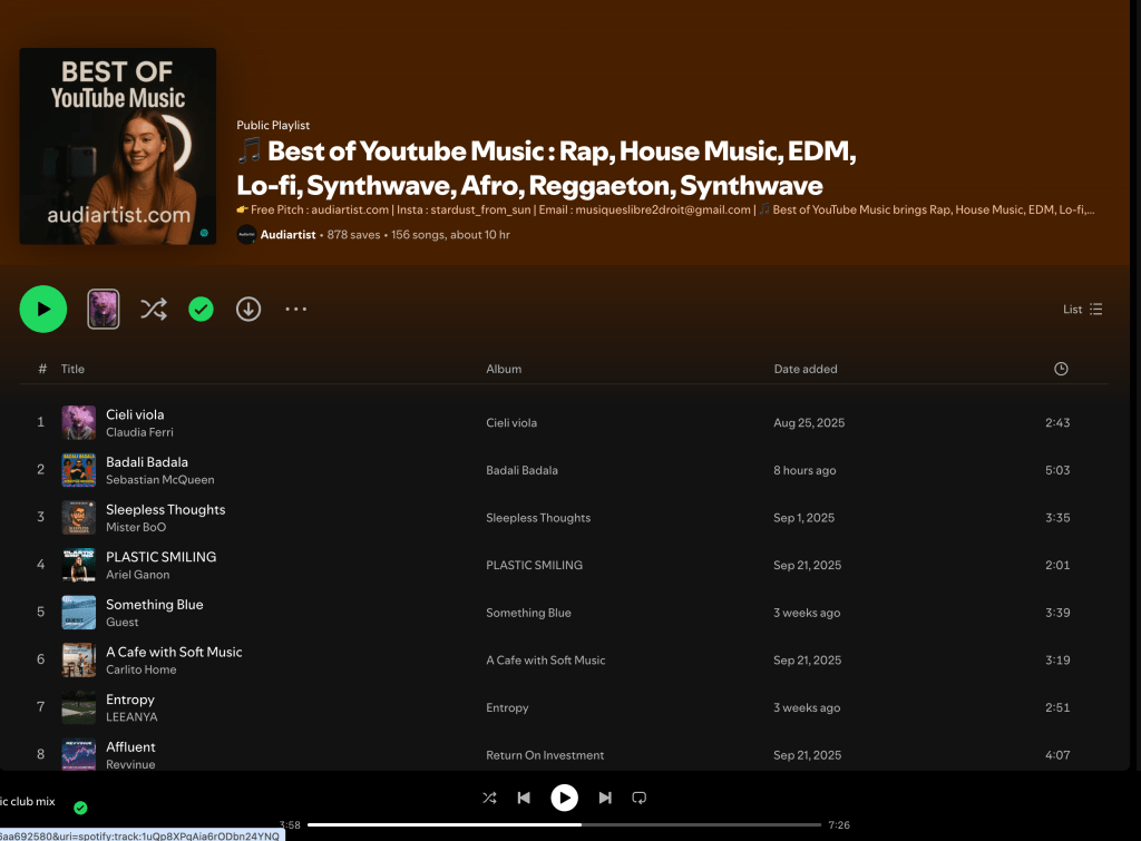 Wez G (Move To The Dancefloor) on Best of YouTube Music Spotify&nbsp;Playlist