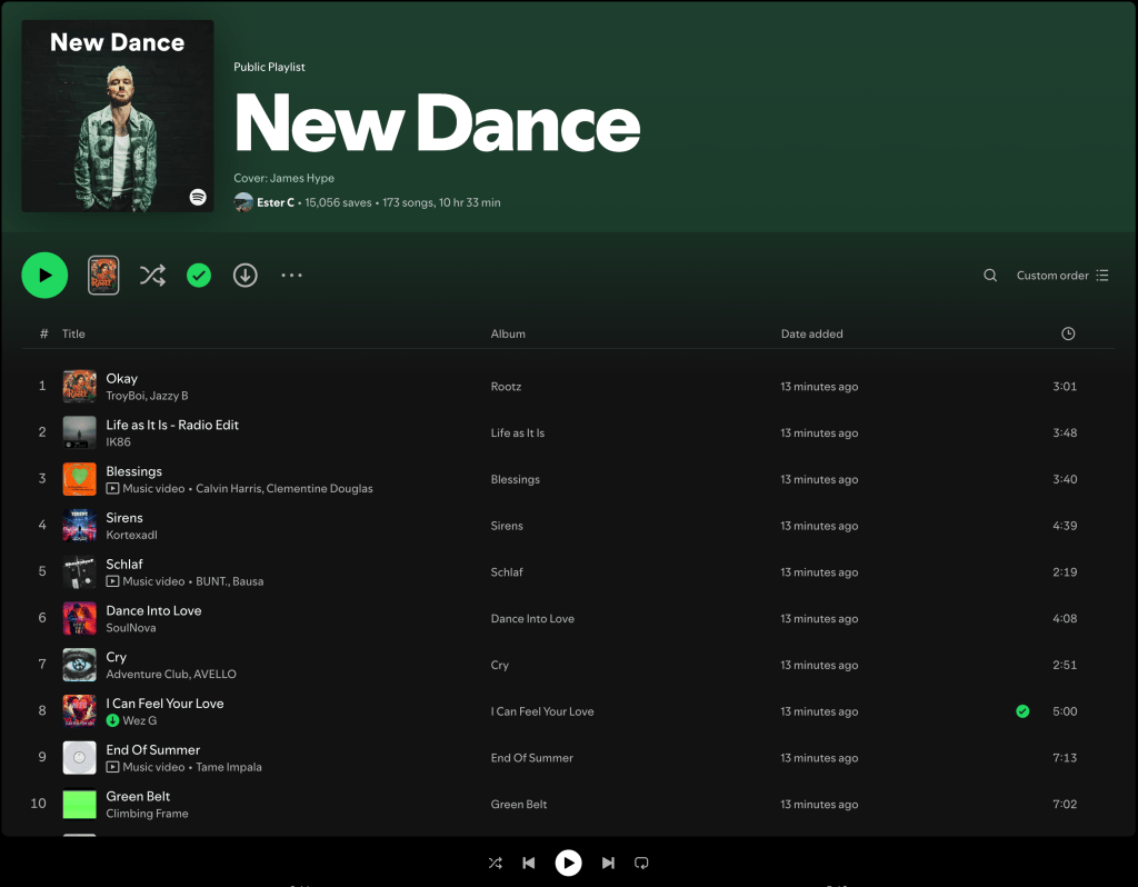 Wez G (I Can Feel Your Love) on New Dance Spotify&nbsp;Playlist