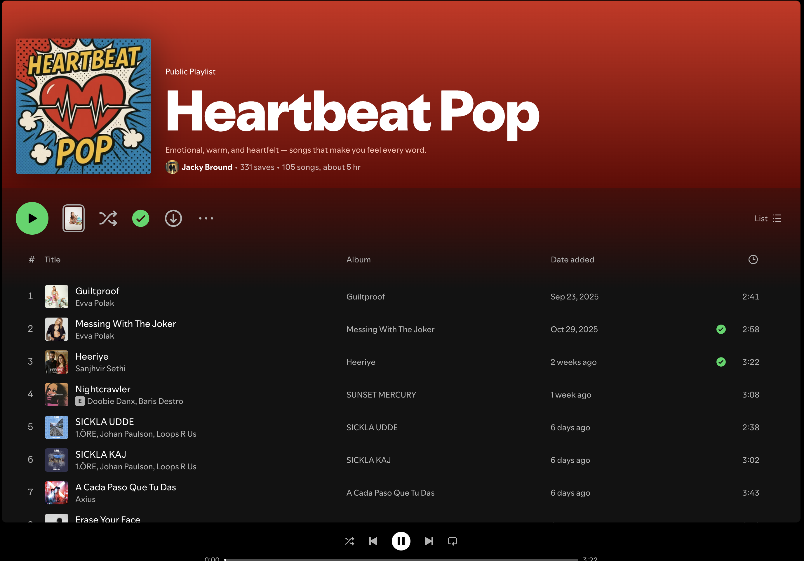 Wez G (I Can Feel Your Love) on Heartbeat Pop Spotify Playlist