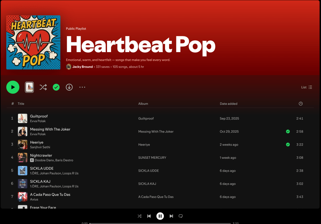 Wez G (I Can Feel Your Love) on Heartbeat Pop Spotify&nbsp;Playlist