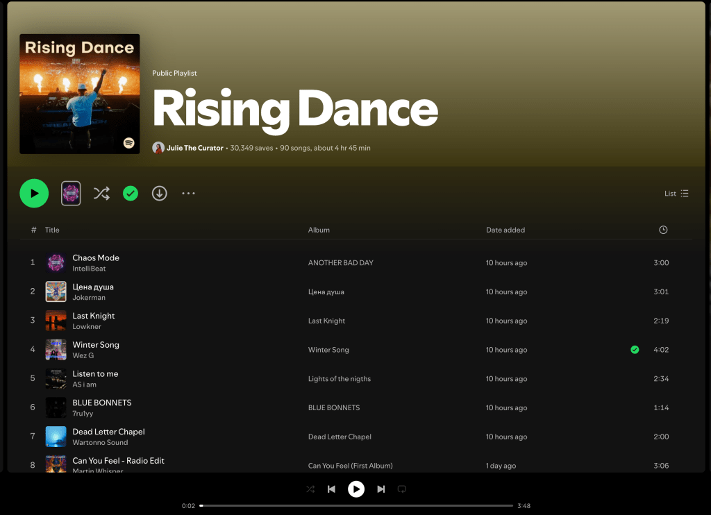 Wez G (Winter Song) on Rising Dance Spotify&nbsp;Playlist