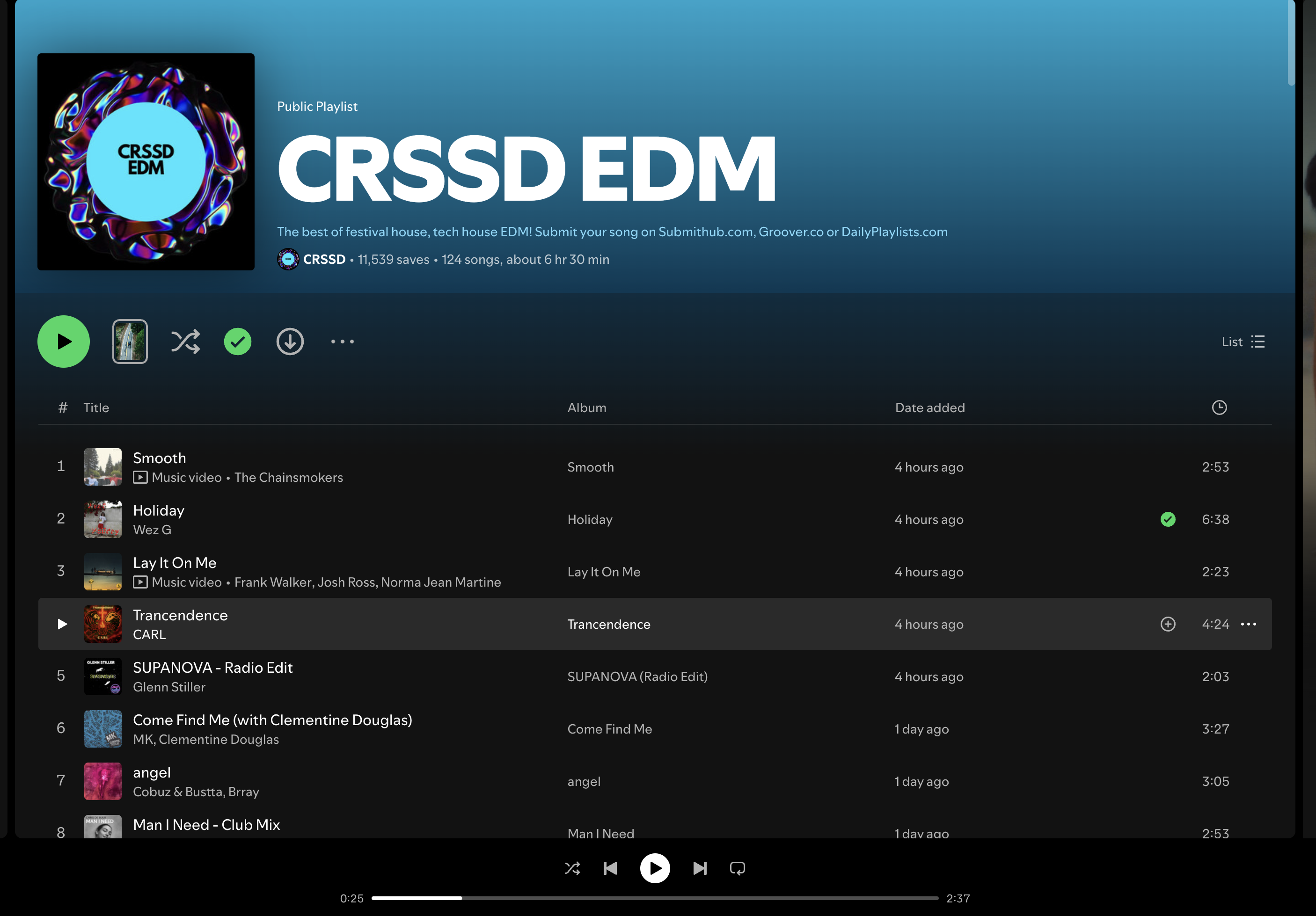 Wez G (Holiday) on CRSSD EDM Spotify Playlist