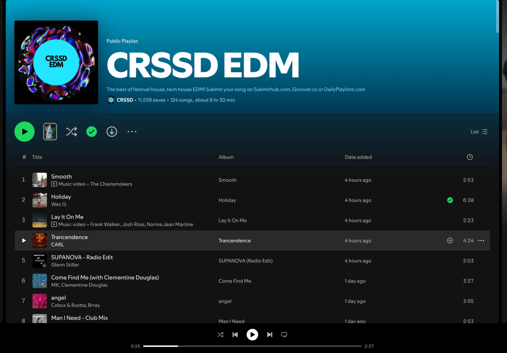 Wez G (Holiday) on CRSSD EDM Spotify&nbsp;Playlist