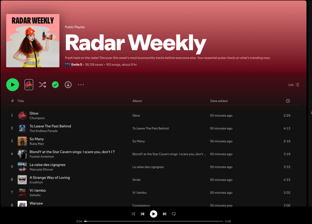 Wez G (Cold Outside) on Radar Weekly Spotify&nbsp;Playlist