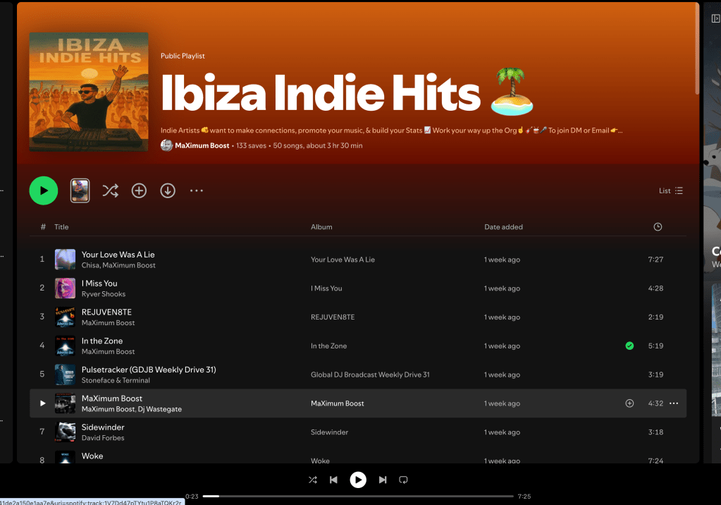 Wez G (Aliens) on Ibiza Indie Hits Spotify&nbsp;Playlist