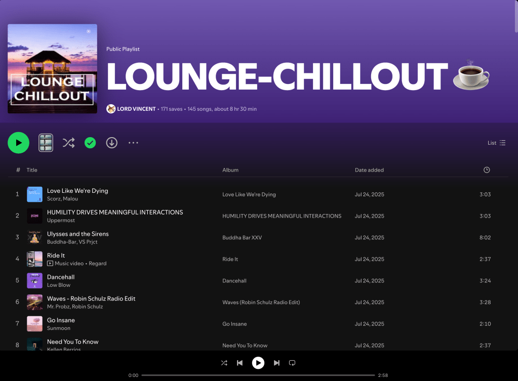 Wez G (Winter Song) on Lounge Chillout Spotify&nbsp;Playlist