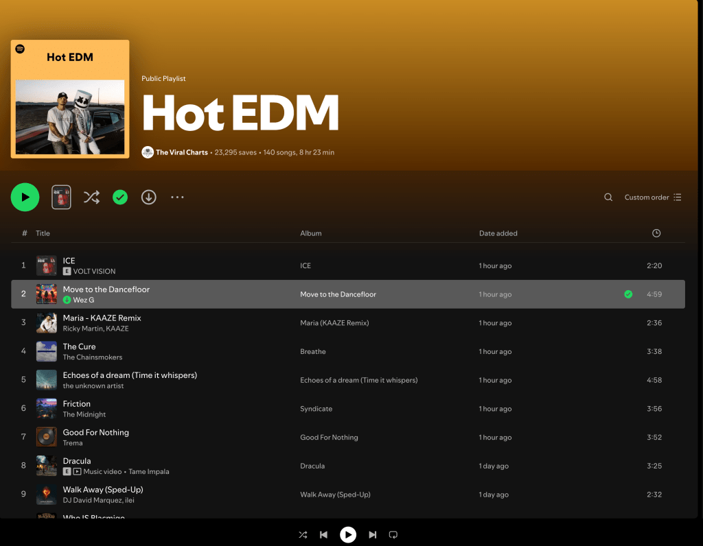 Wez G (Move To The Dancefloor) on Hot EDM Spotify&nbsp;Playlist