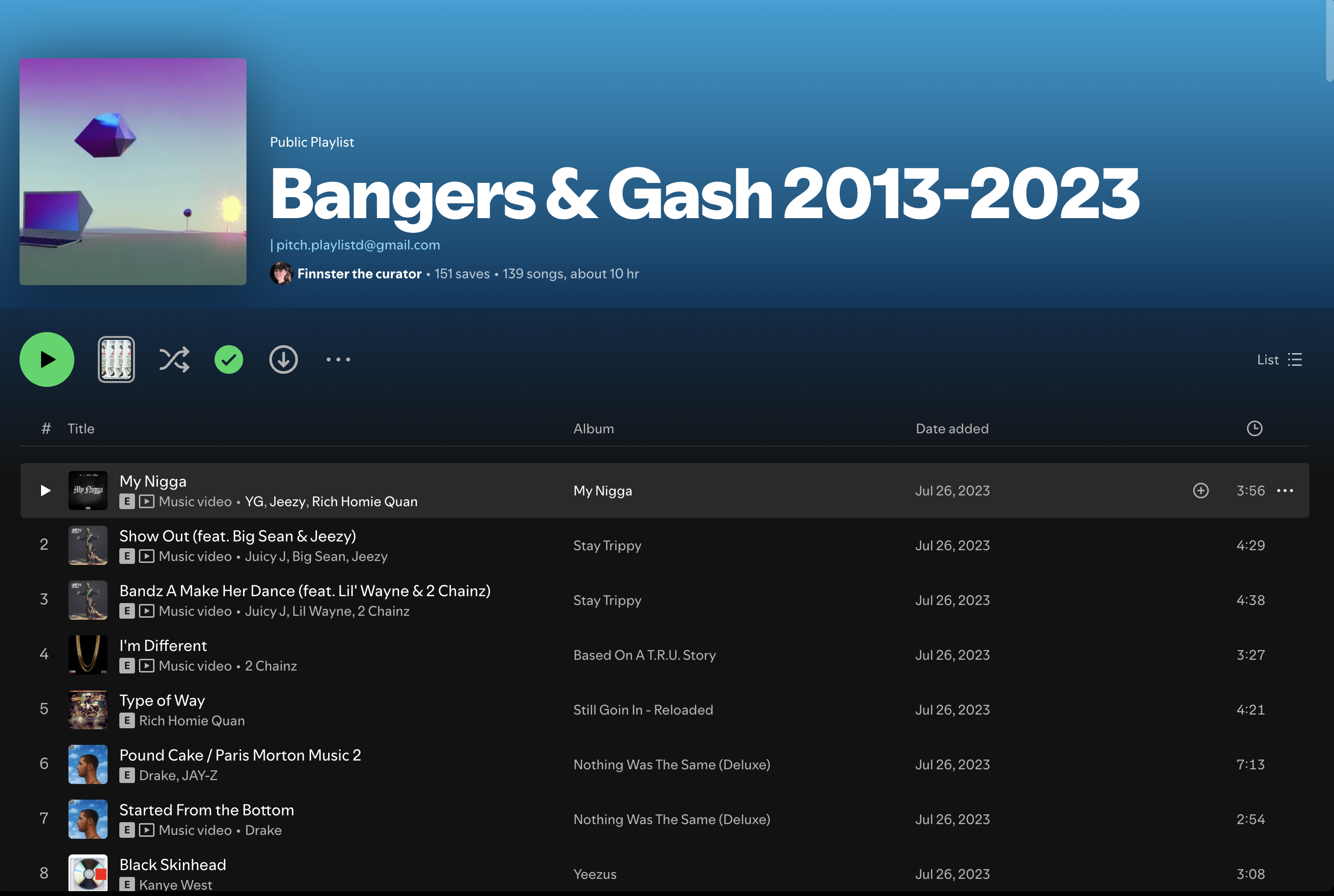 Wez G (Get On It) on Bangers & Gash 2013-2023 Spotify Playlist