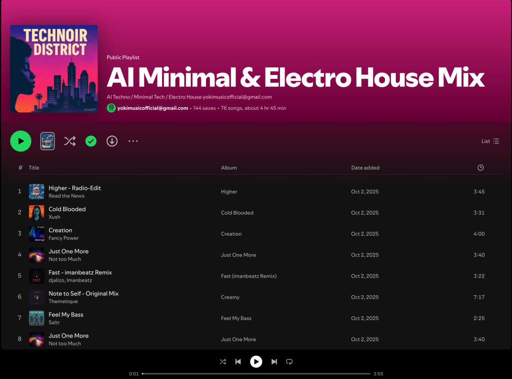 Wez G (Skip The Groove) on AI Minimal & Electro House Mix Spotify&nbsp;Playlist