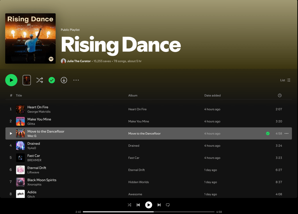 Wez G (Move To The Dancefloor) on Rising Dance Spotify&nbsp;Playlist