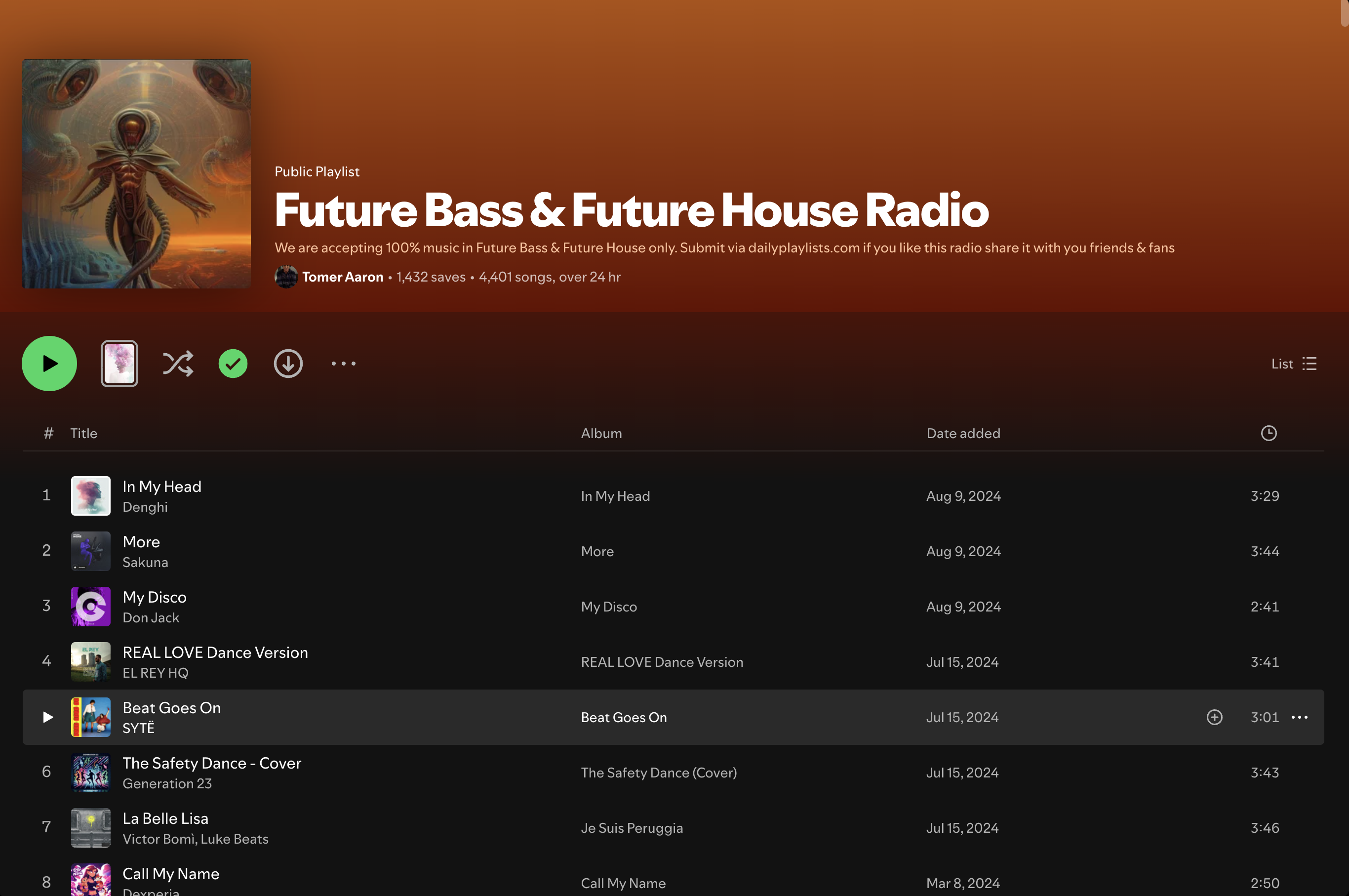 Wez G (Aliens) on Future Bass & Future House Radio Spotify Playlist
