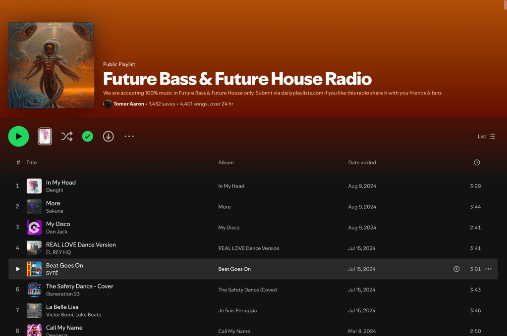 Wez G (Aliens) on Future Bass & Future House Radio Spotify&nbsp;Playlist