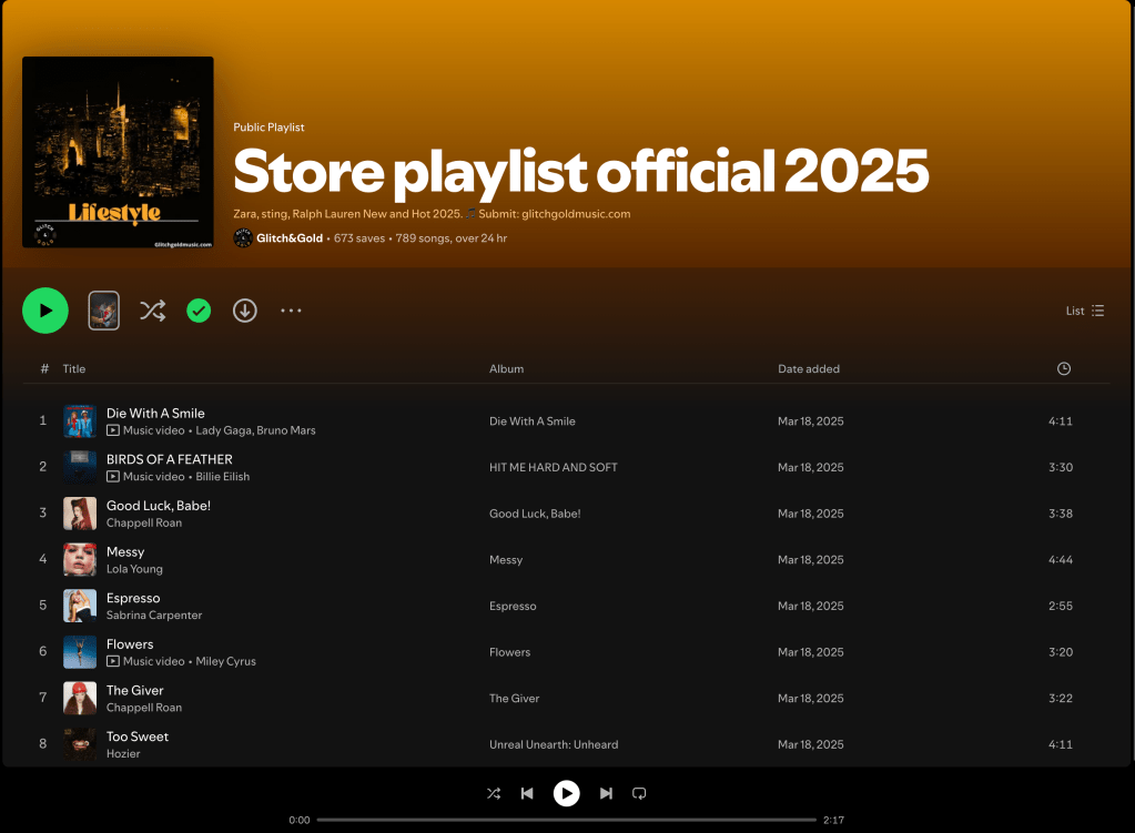 Wez G (Winter Song) on Store playlist official 2025&nbsp;Spotify