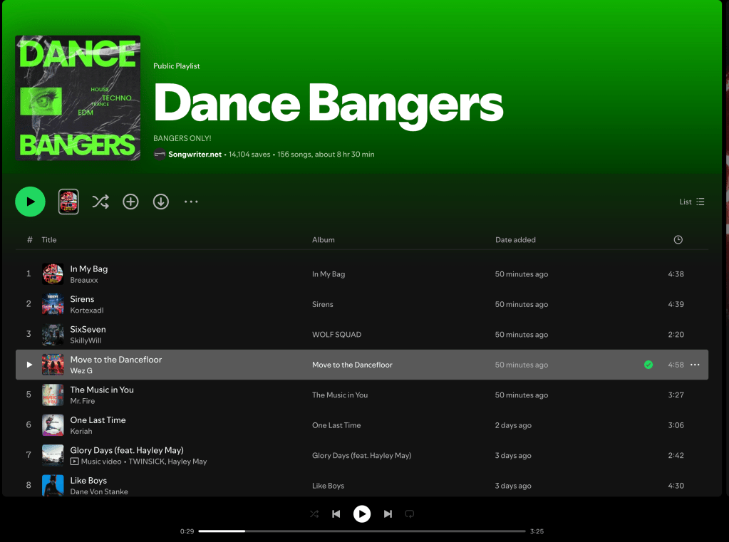 Wez G (Move To The Dancefloor) on Dance Bangers Spotify&nbsp;Playlist