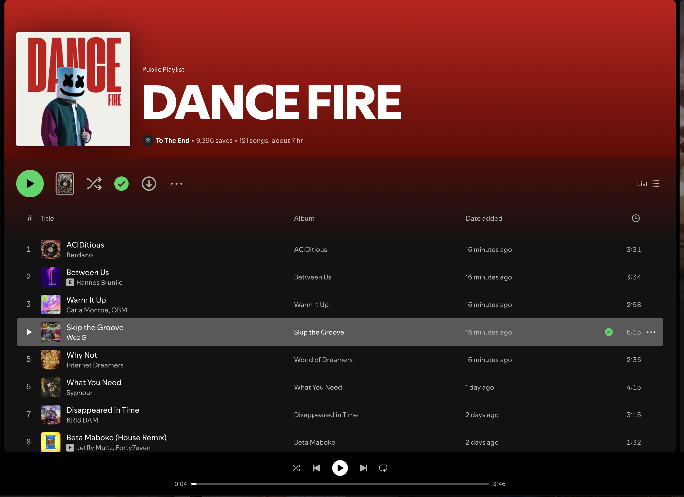 Wez G (Skip The Groove) on Dance Fire Spotify Playlist