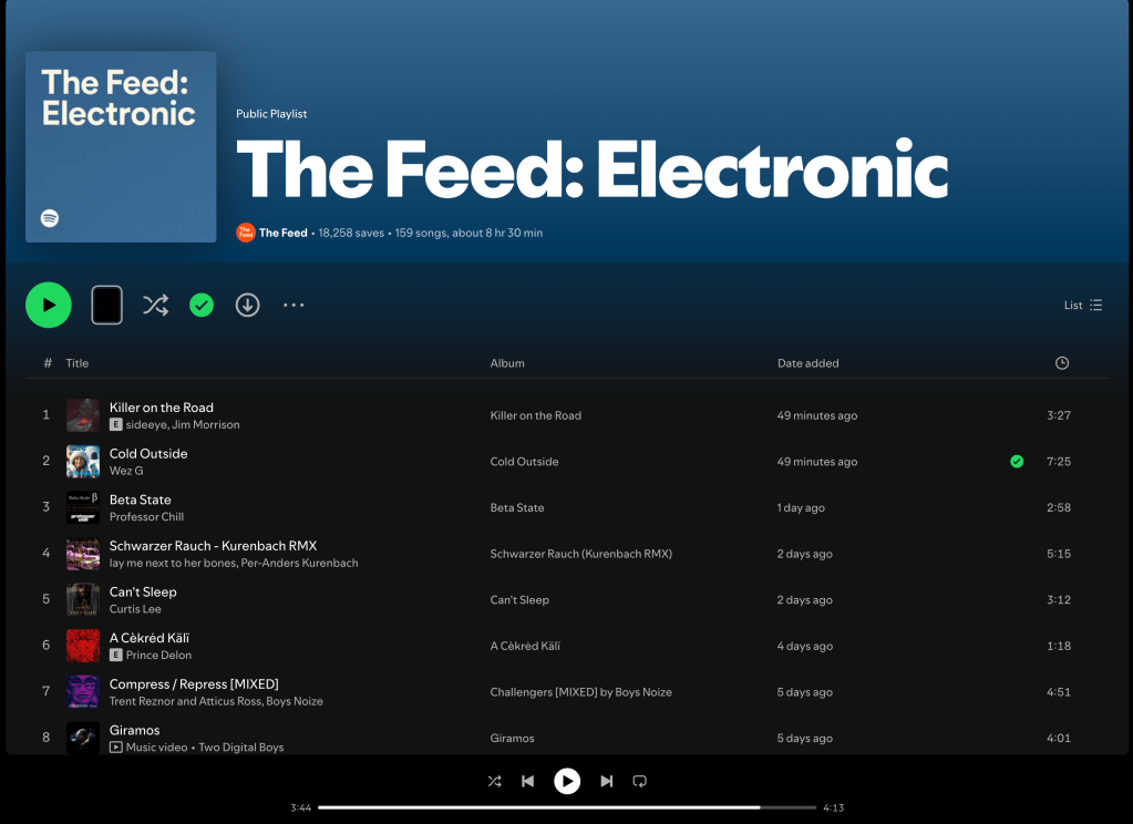 Wez G (Cold Outside) on The Feed: Electronic Spotify&nbsp;Playlist
