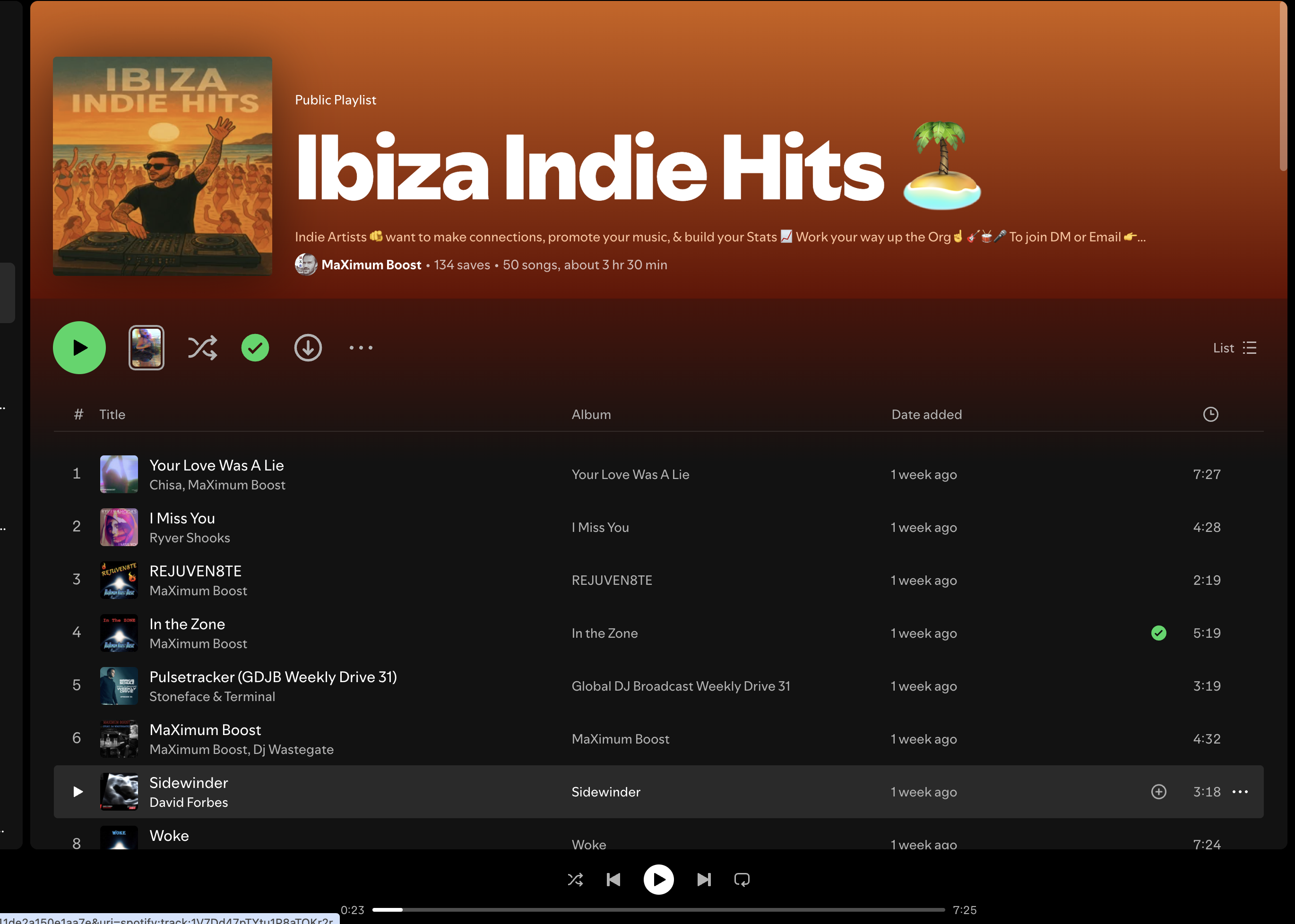 Wez G (Get With The Rhythm) on Ibiza Indie Hits Spotify Playlists