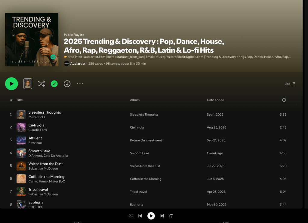 Wez G (Move To The Dancefloor) on 2025 Trending & Discovery: Pop, Dance, House, Afro, Rap, Reggaeton, R&B, Latin and Lo-fi Hits Spotify&nbsp;Playlist