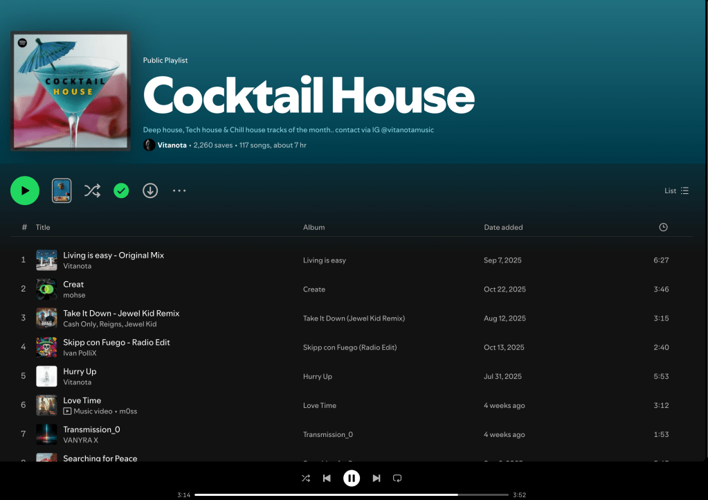 Wez G (Skip The Groove) on Cocktail House Spotify&nbsp;Playlist