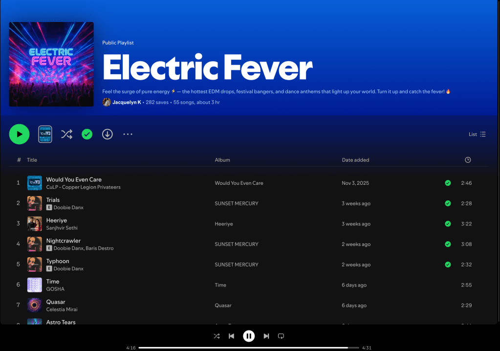 Wez G (Skip The Groove) on Electric Fever Spotify&nbsp;Playlist
