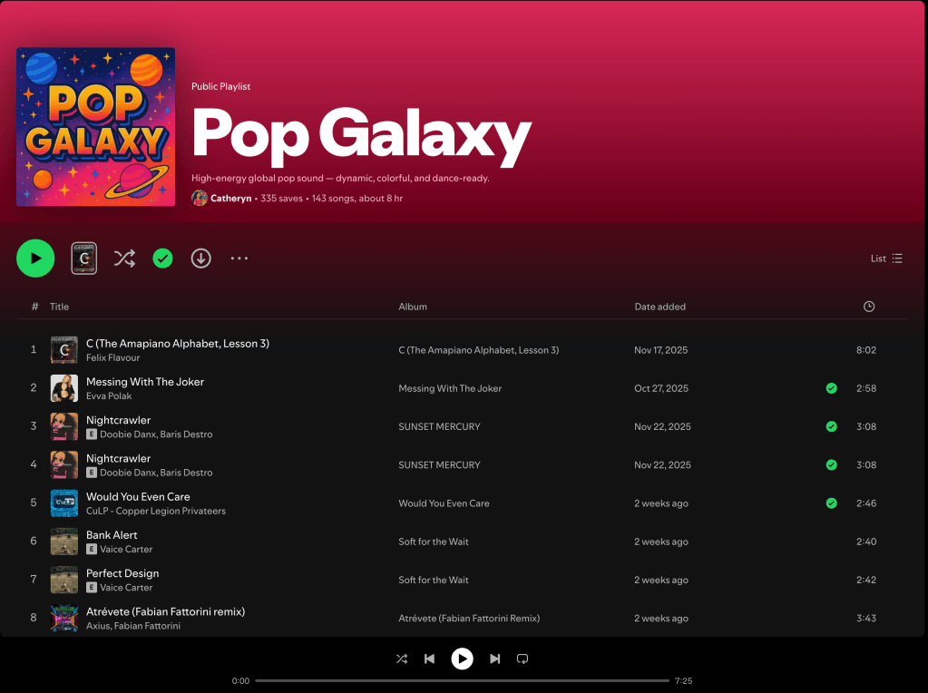 Wez G (Winter Song) on Pop Galaxy Spotify&nbsp;Playlist