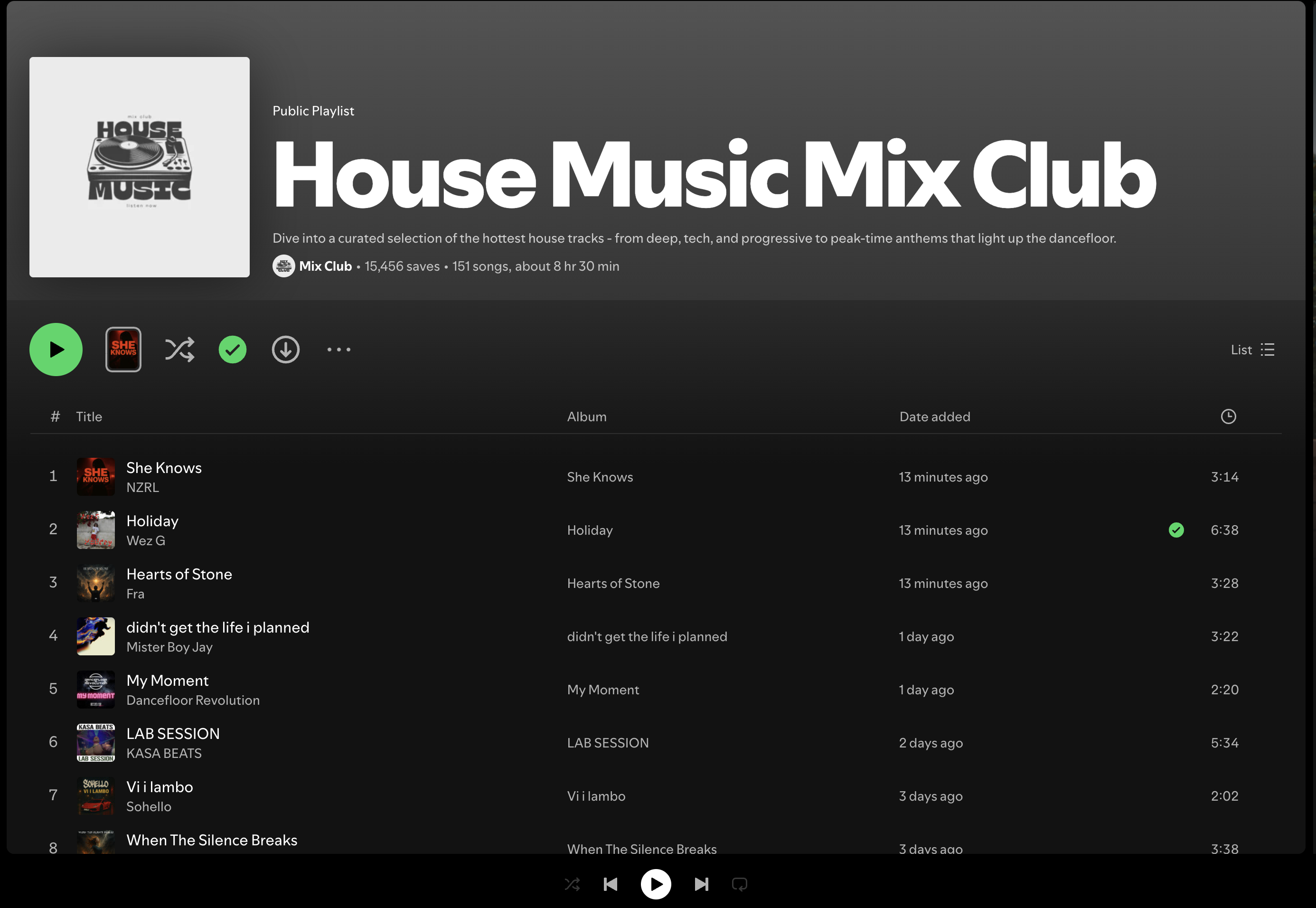 Wez G (Holiday) on House Music Mix Club Spotify Playlist