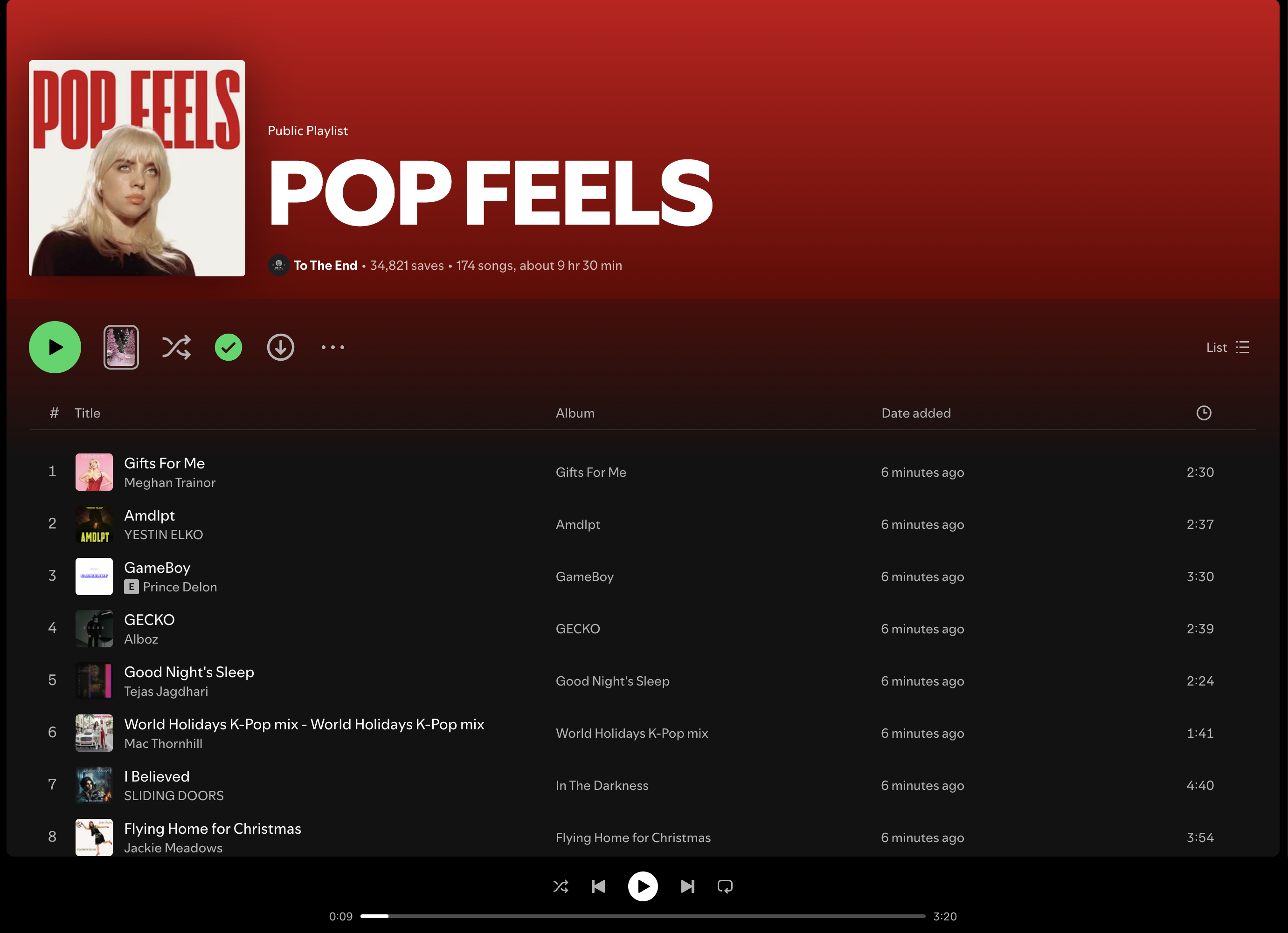 Wez G (I Can Feel Your Love) on Pop Feels Spotify Playlist