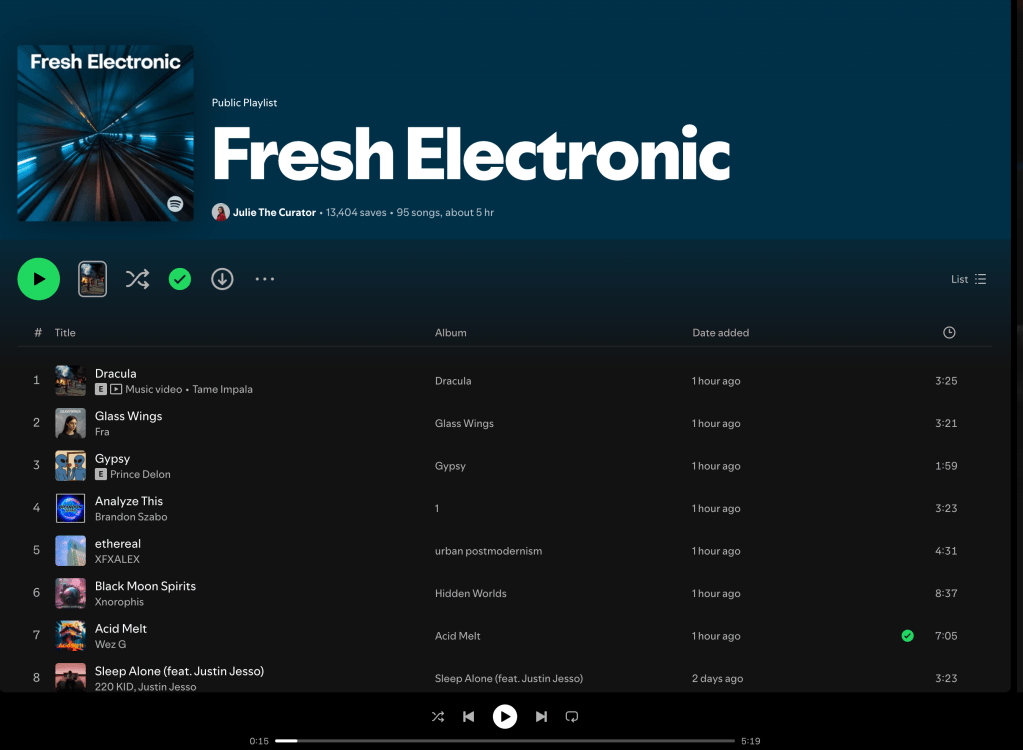 Wez G (Acid Melt) on Fresh Electronic Spotify&nbsp;Playlist