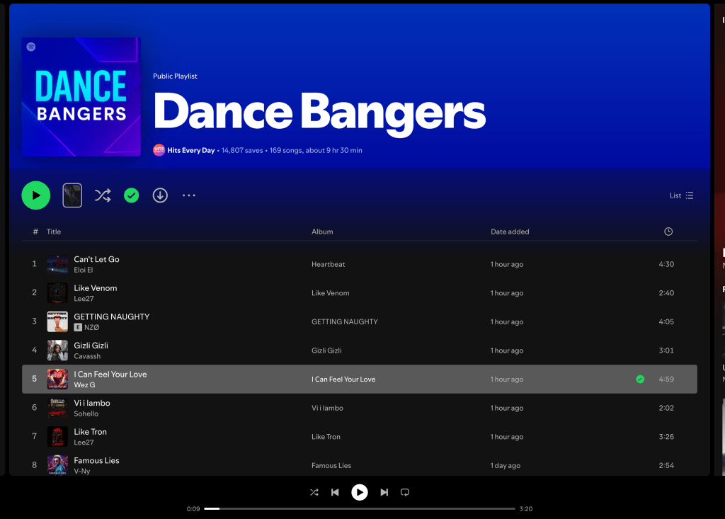 Wez G (I Can Feel Your Love) on Dance Bangers Spotify&nbsp;Playlist