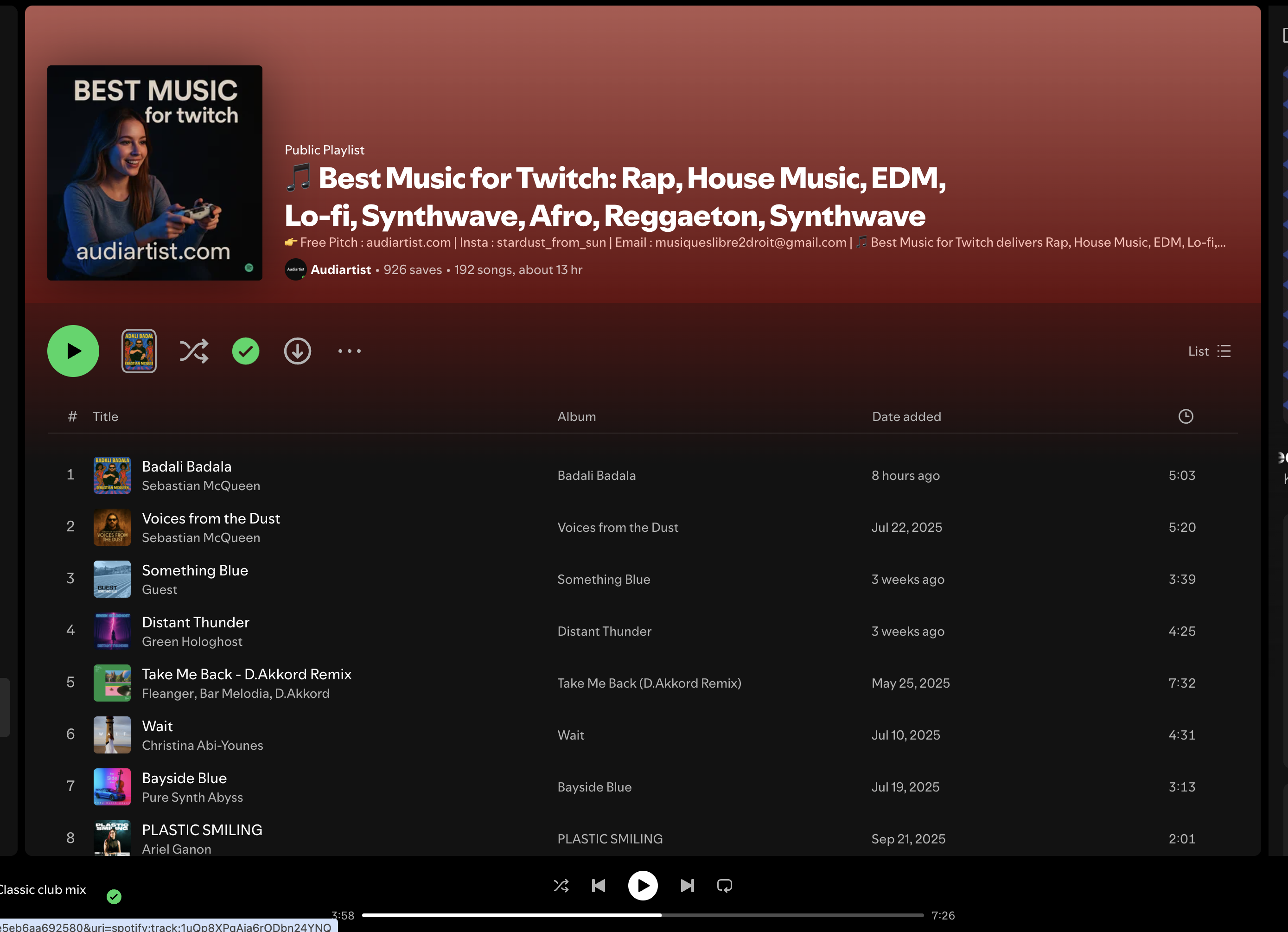 Wez G (Acid Melt) on Best Music for Twitch Spotify Playlist