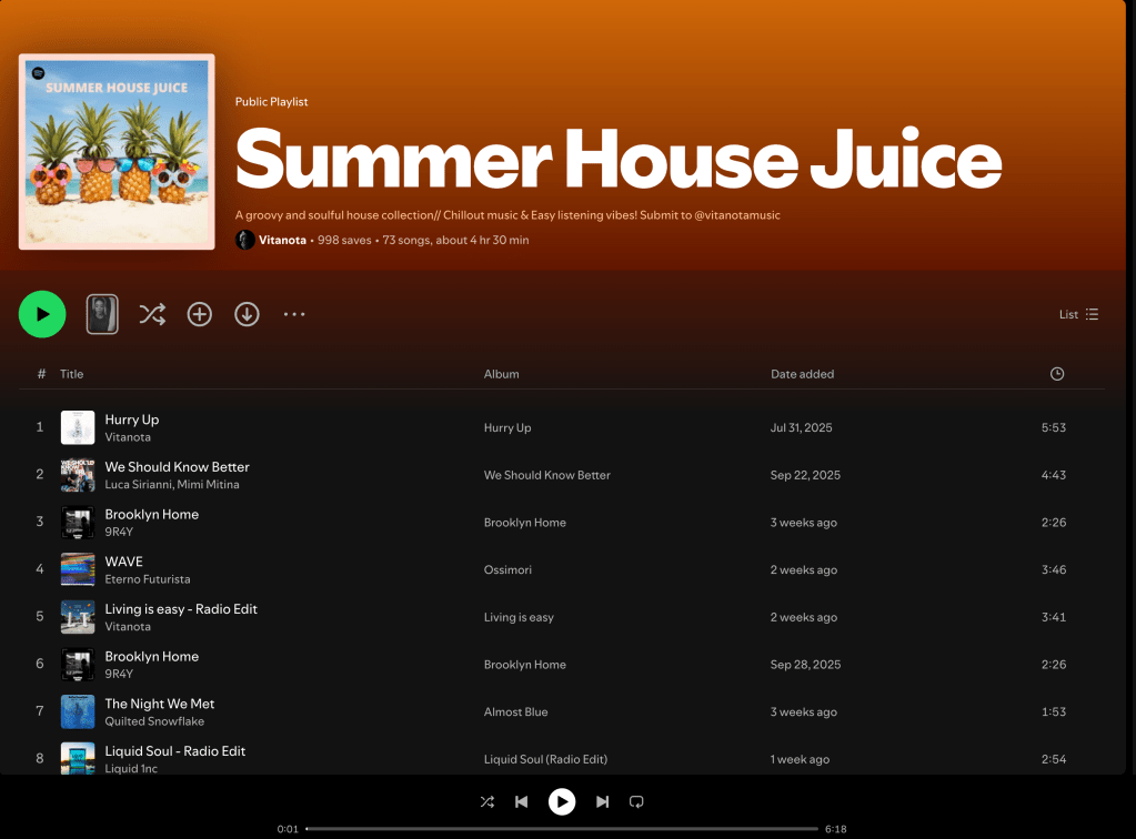 Wez G (Move To The Dancefloor) on Summer House Juice Spotify&nbsp;Playlist