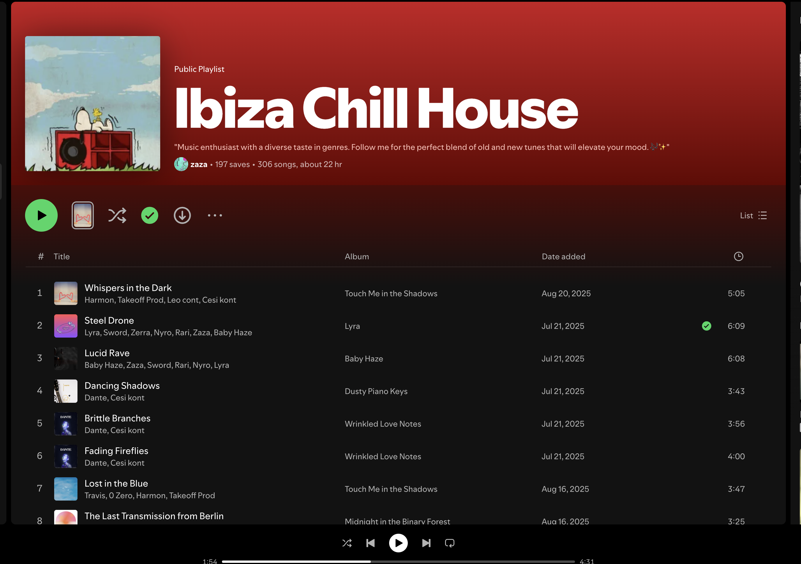 Wez G (Cold Outside) on Ibiza Chill House Spotify Playlist