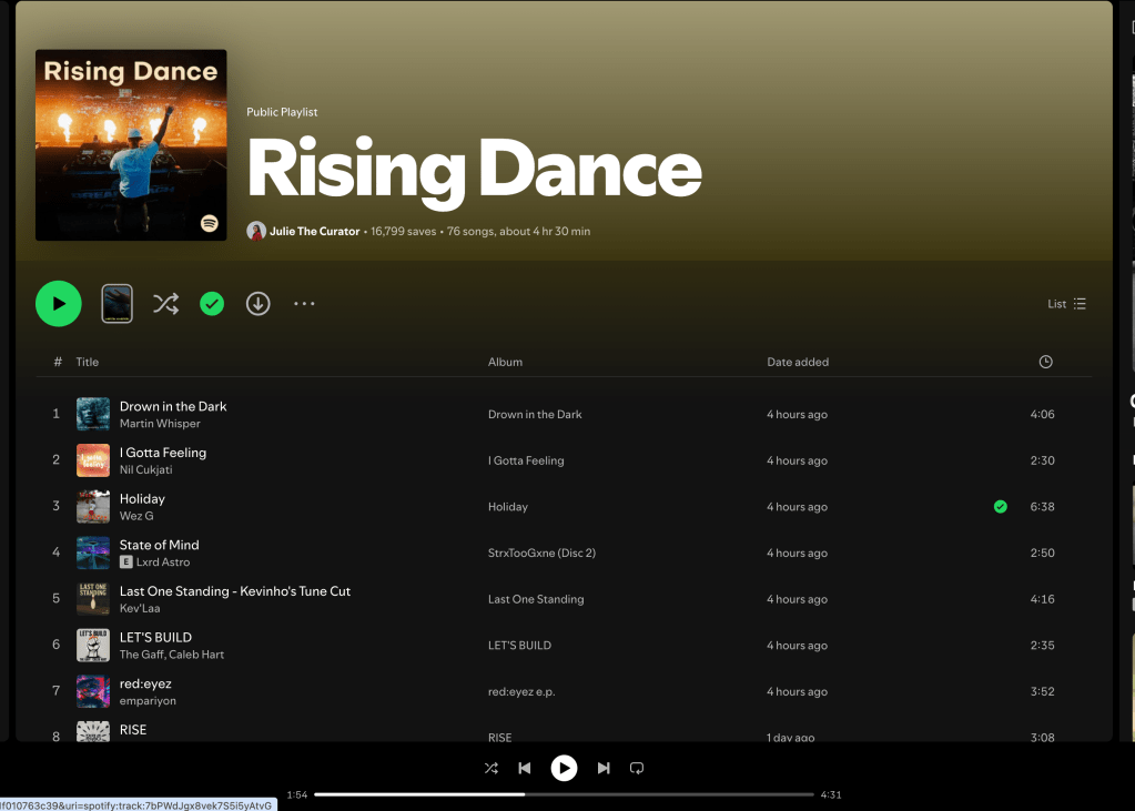 Wez G (Holiday) on Rising Dance Spotify&nbsp;Playlist