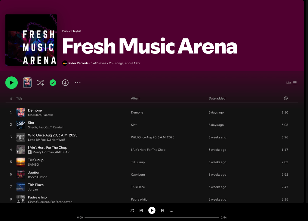 Wez G (Move To The Dancefloor) on Fresh Music Arena Spotify&nbsp;Playlist